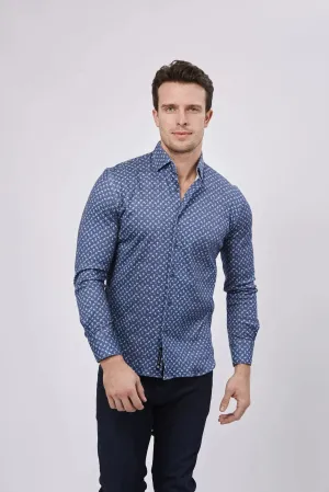 Max Colton Neon Blue Flowers & Paisley Long Sleeve Shirt
