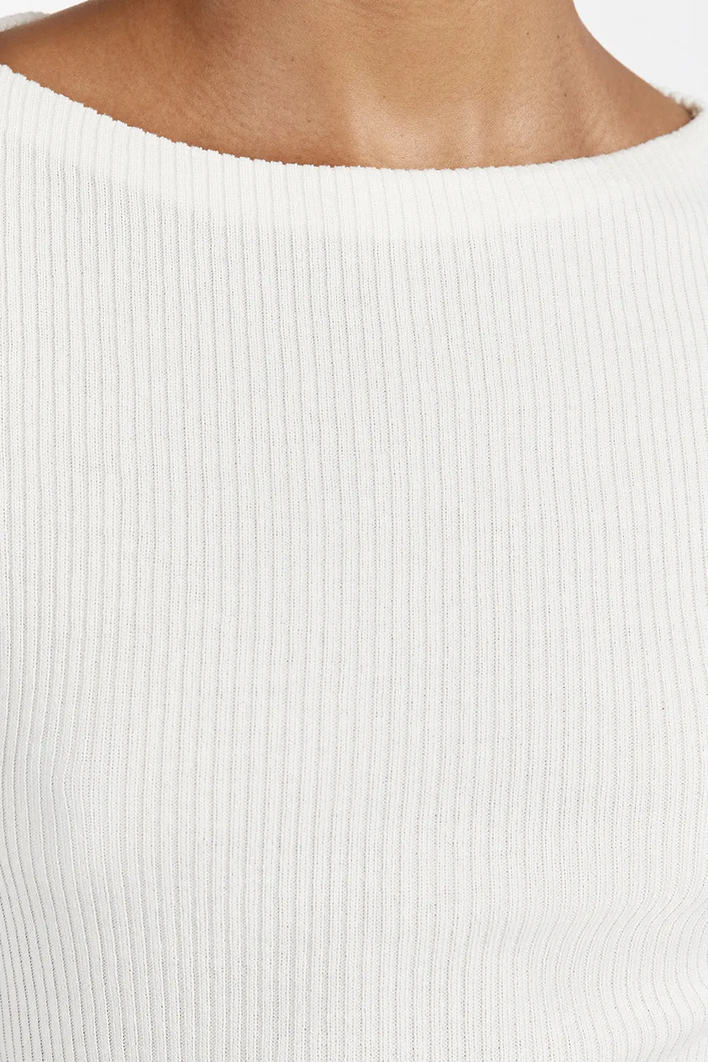 MAX OFF WHITE BOAT NECK KNIT TOP