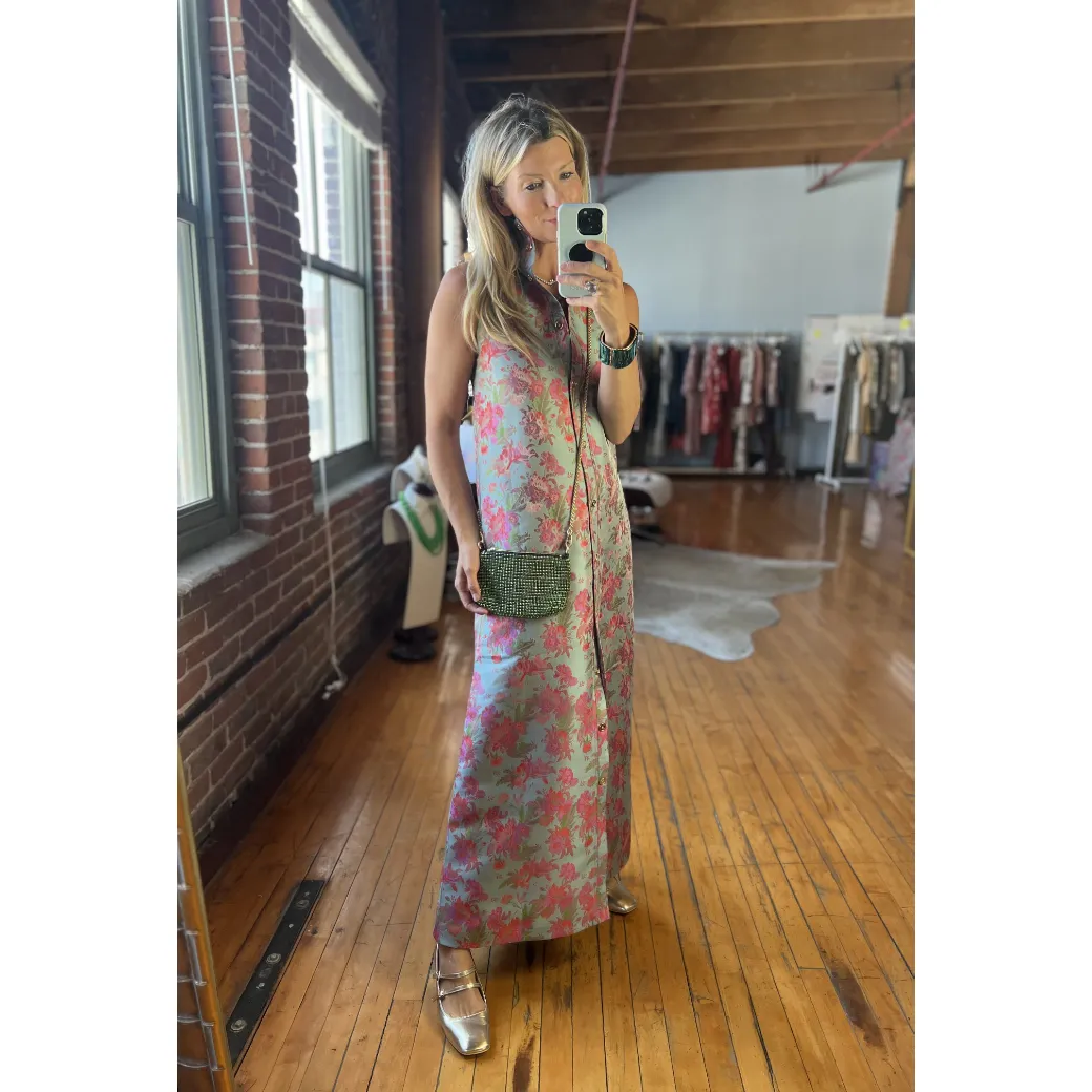 Maxi Mod Dress - Rosy Brocade