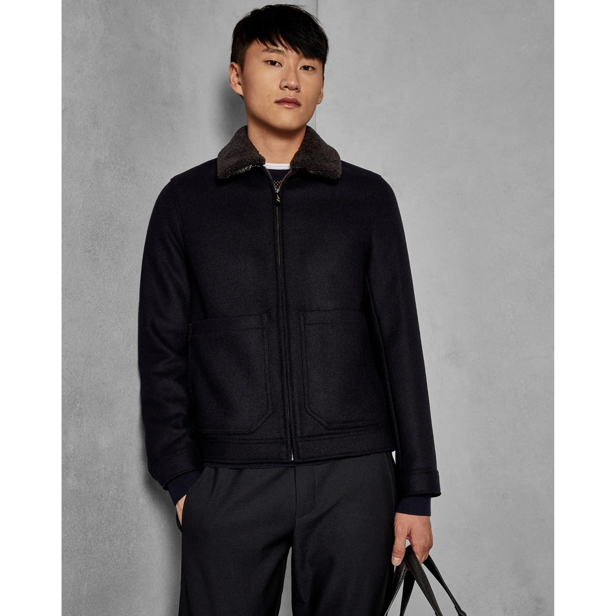Men Mmo-Fondu-Tc8M-Wool Jacket With Shearling - Navy