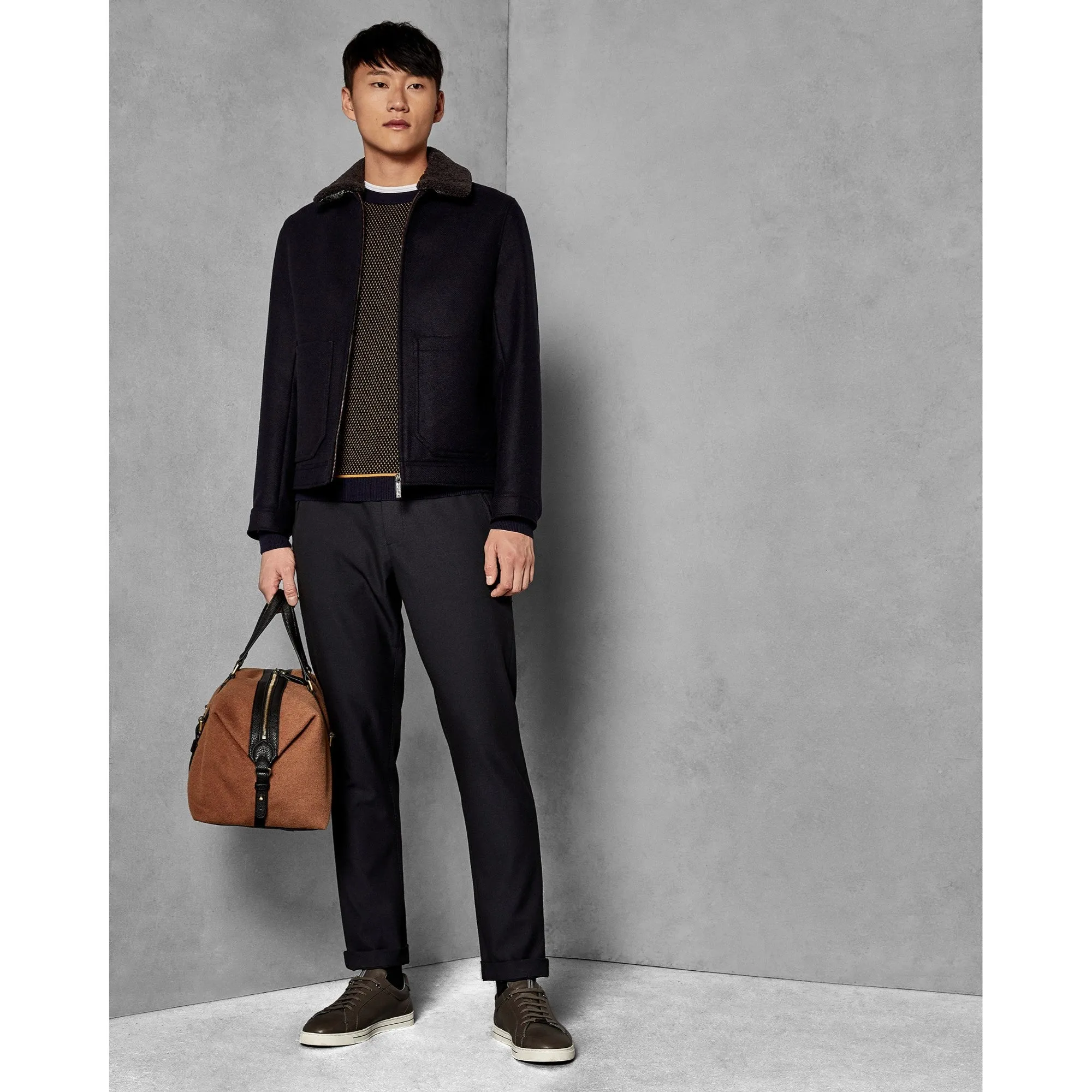 Men Mmo-Fondu-Tc8M-Wool Jacket With Shearling - Navy