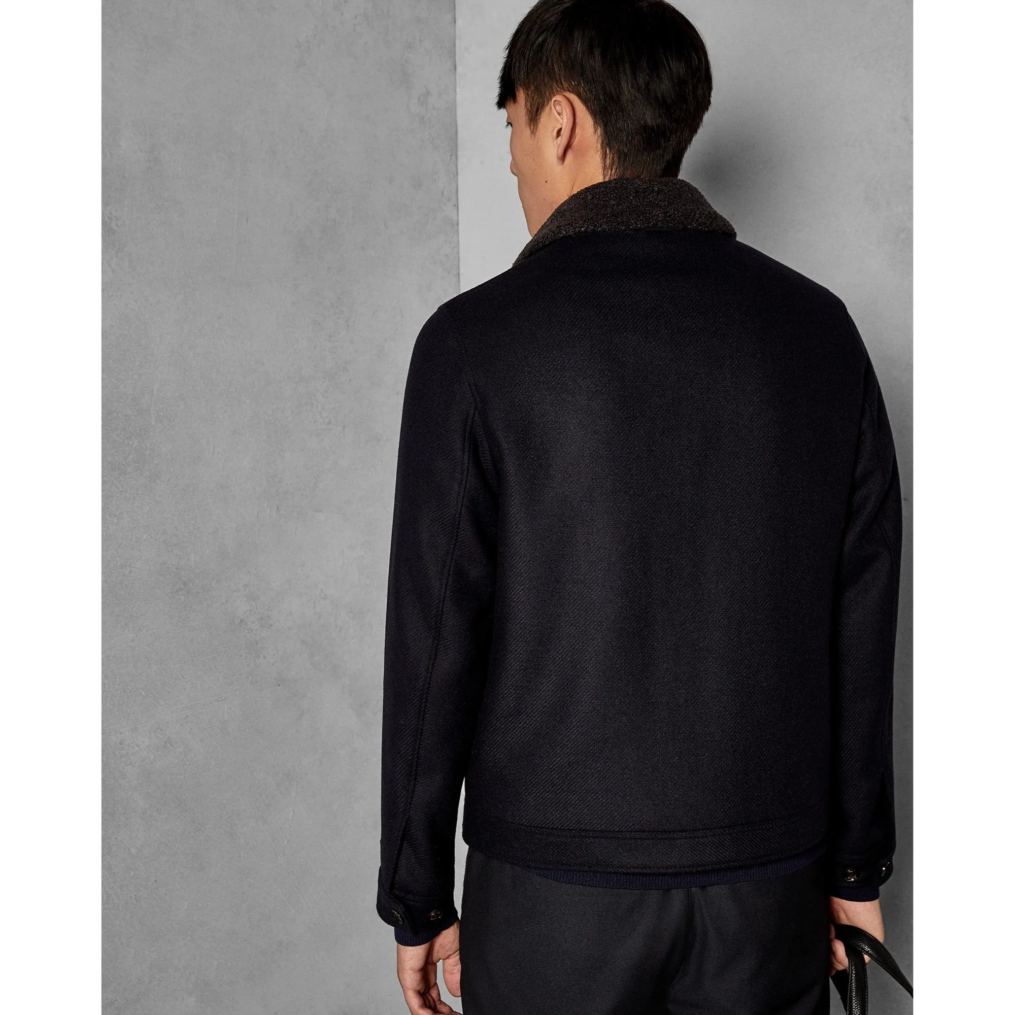 Men Mmo-Fondu-Tc8M-Wool Jacket With Shearling - Navy