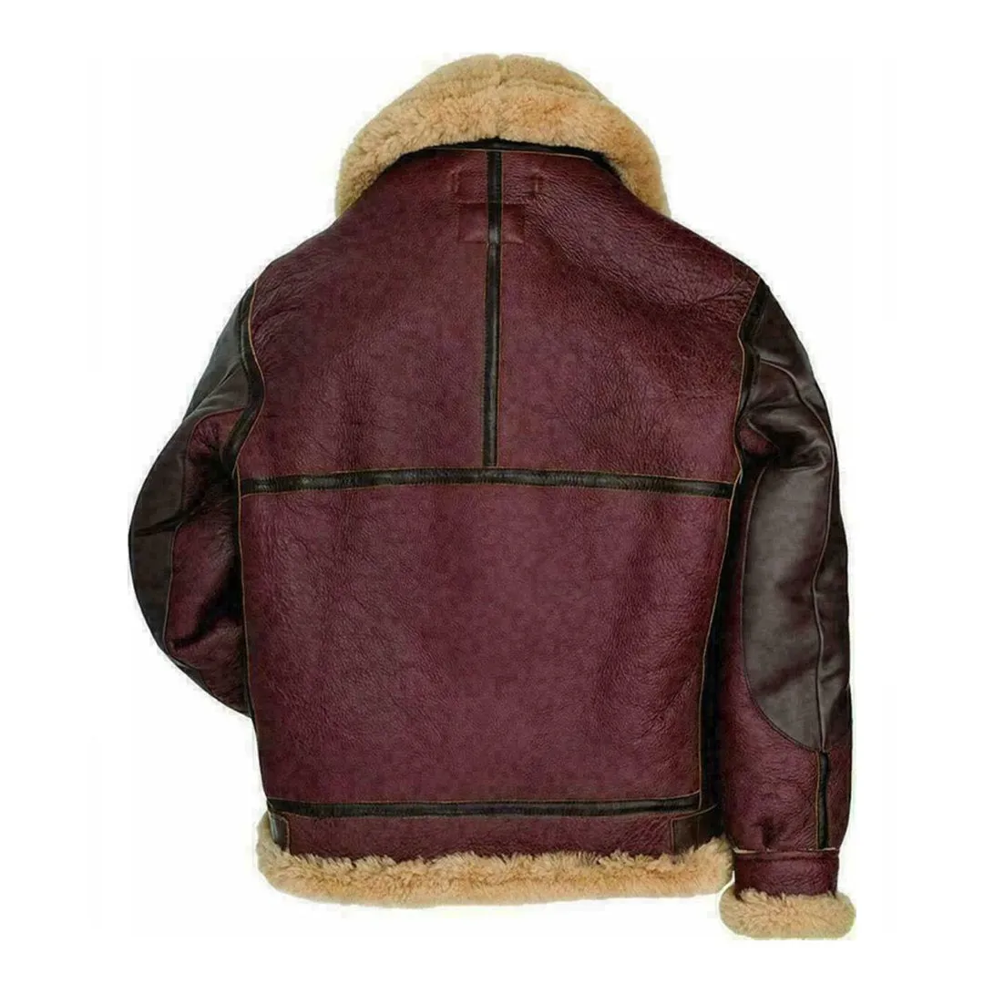 Men's Aviator George Faux Shearling Bomber Leather Jacket