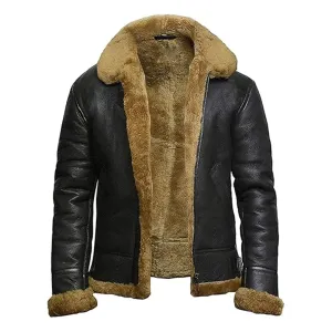 Men's B3 Faux Shearling Flying Genuine Bomber Leather Jacket
