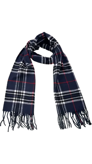 Men's Blue Fashion Style Plaid Wool Scarf