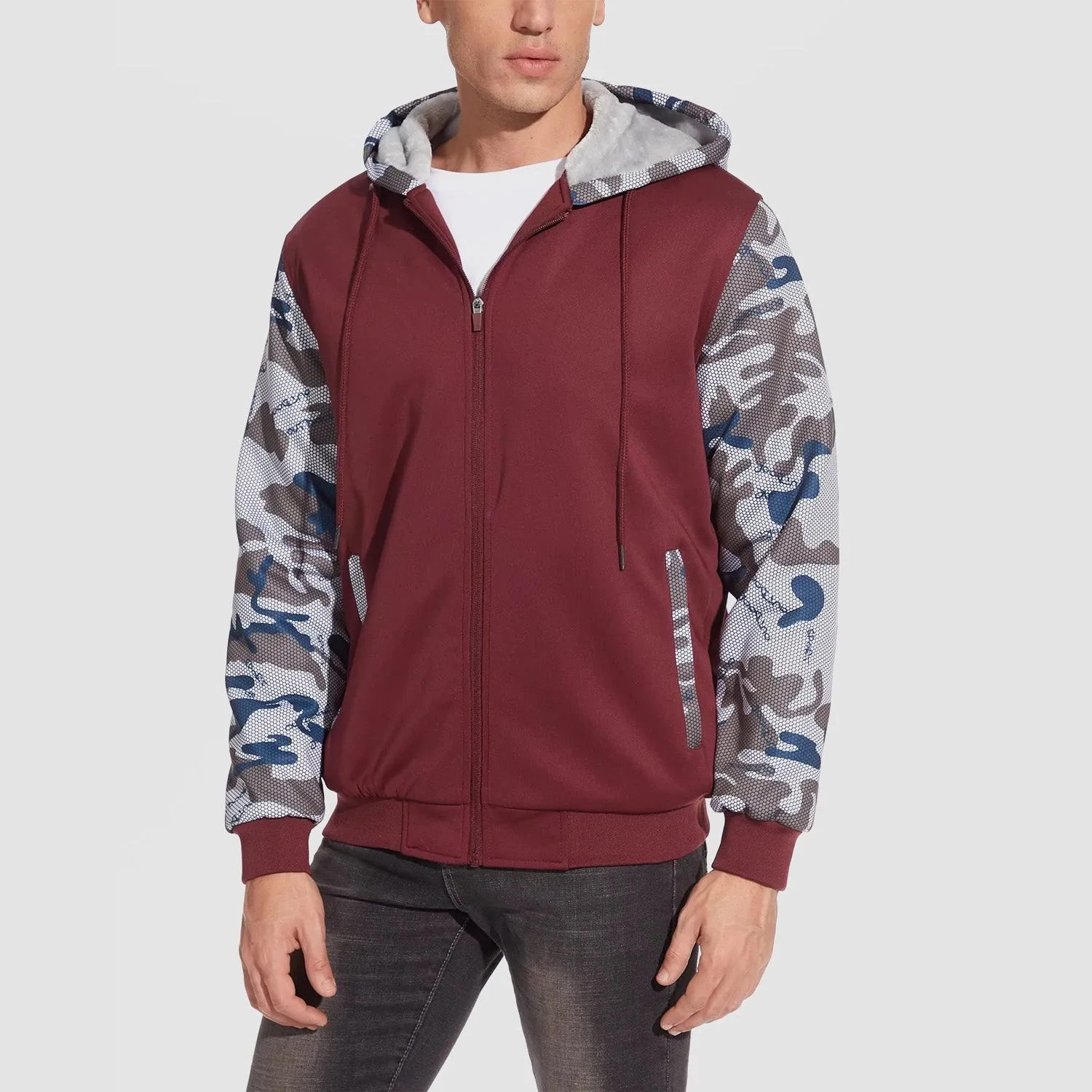 Men's Full Zip Hoodie Sherpa Lined Fleece Jacket