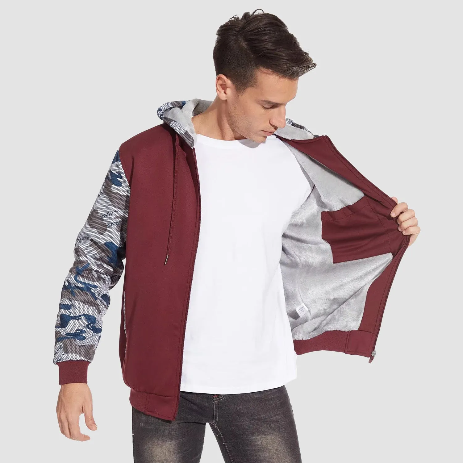 Men's Full Zip Hoodie Sherpa Lined Fleece Jacket