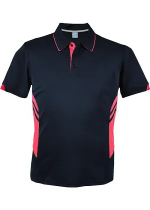 Mens Tasman Polo Navy/Neon Pink