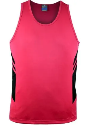 Mens Tasman Singlet Neon Pink/Black
