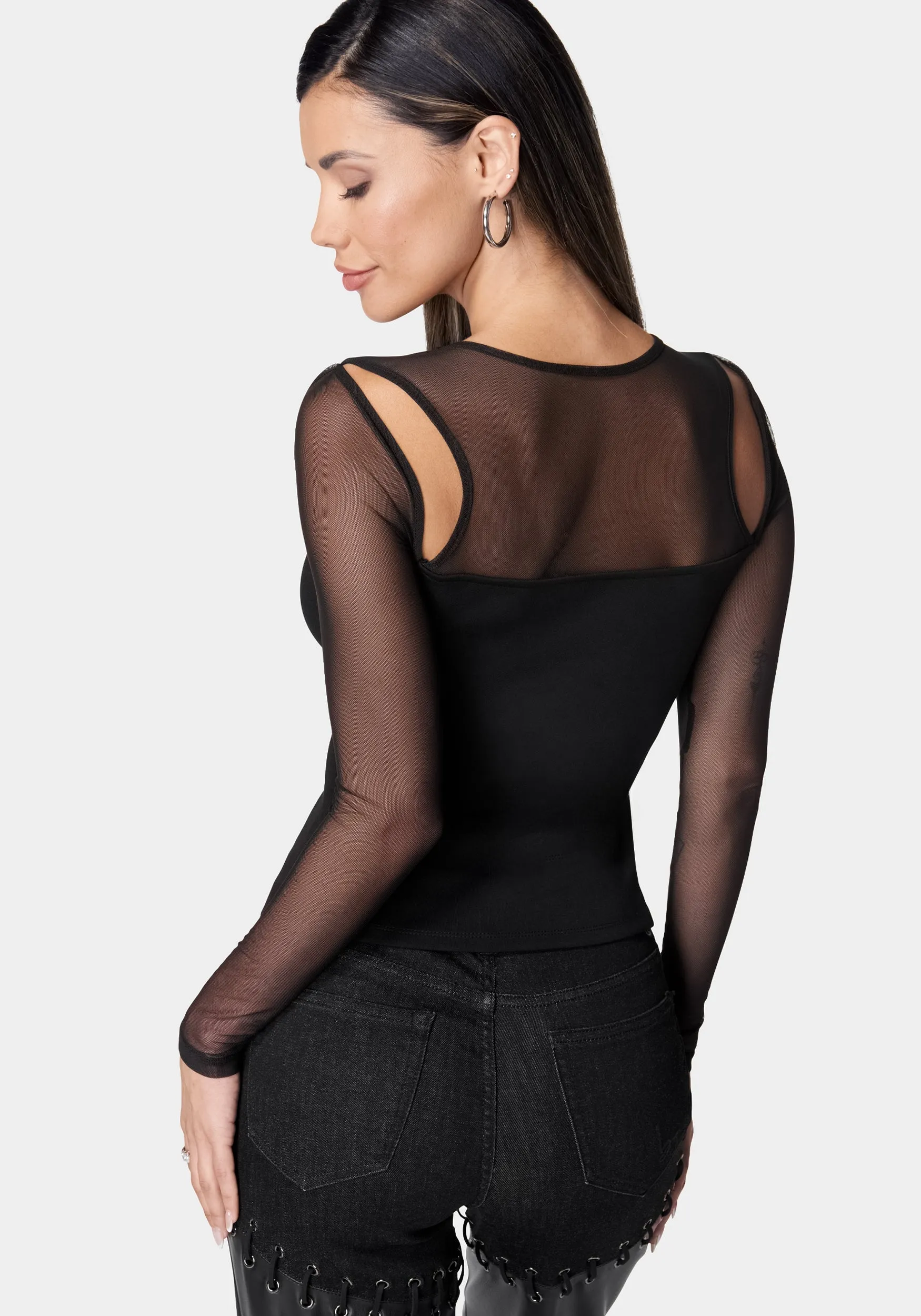 Mesh Illusion Knit Top