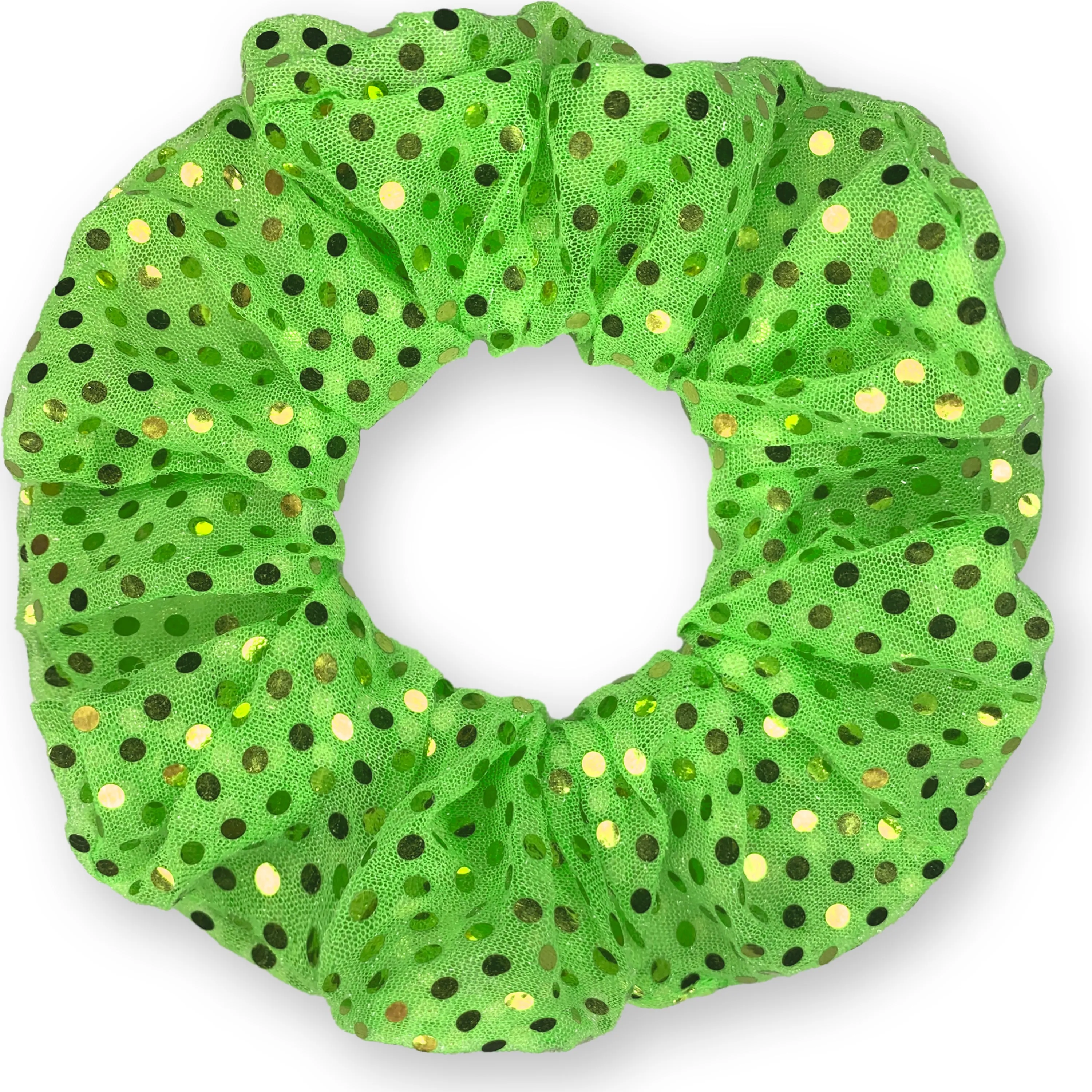 Metallic Sequin Scrunchies Available in 3 Sizes Neon Green