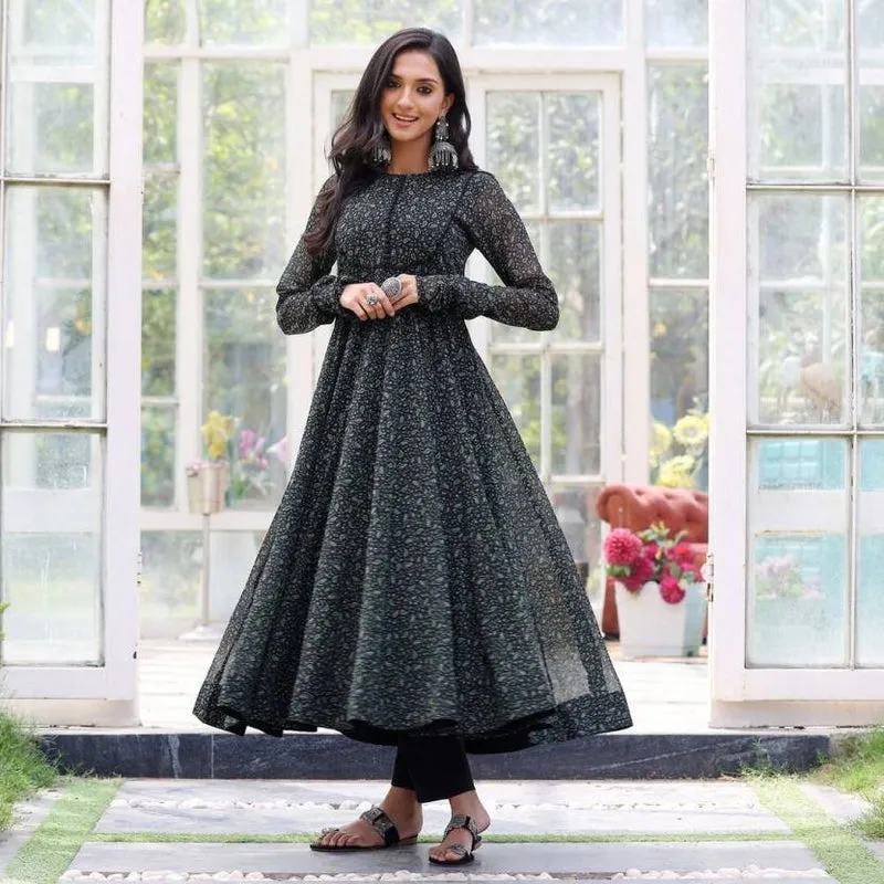 Midnight Paisley Flare Gown Dress