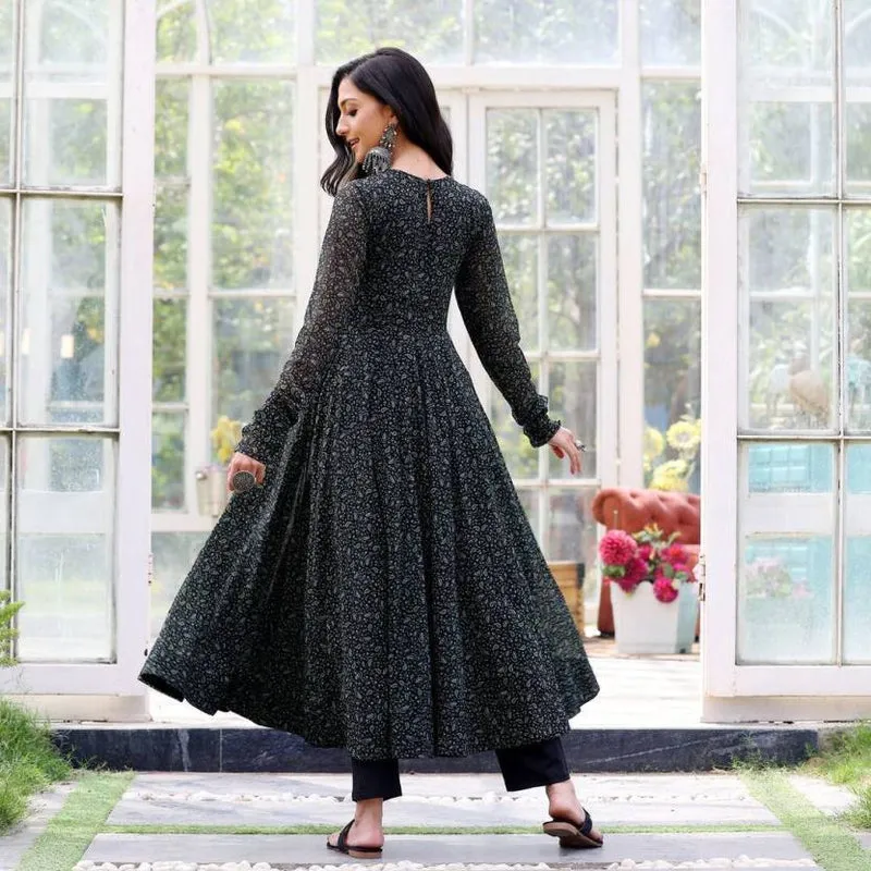 Midnight Paisley Flare Gown Dress