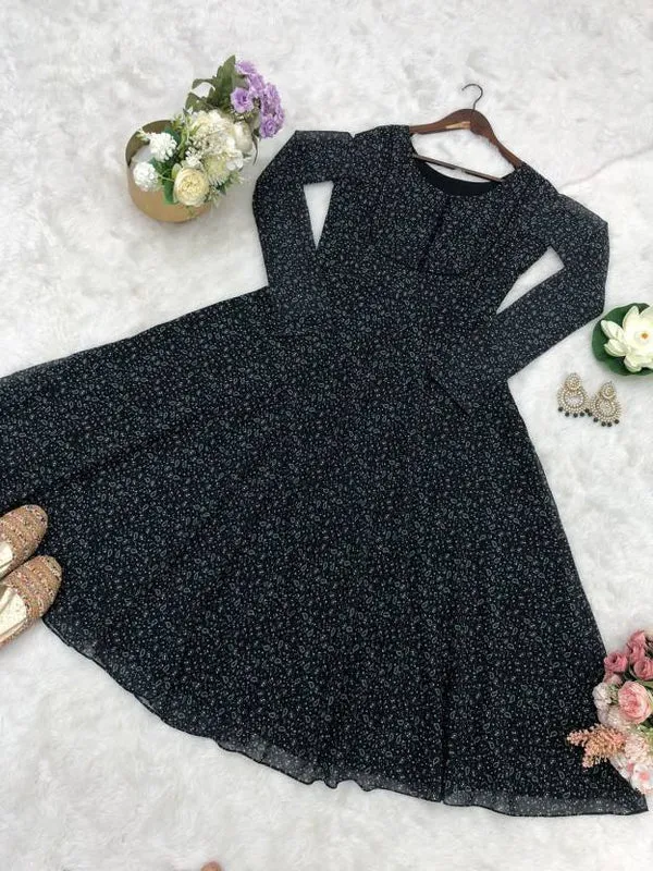 Midnight Paisley Flare Gown Dress