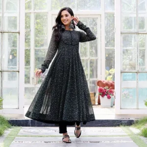 Midnight Paisley Flare Gown Dress