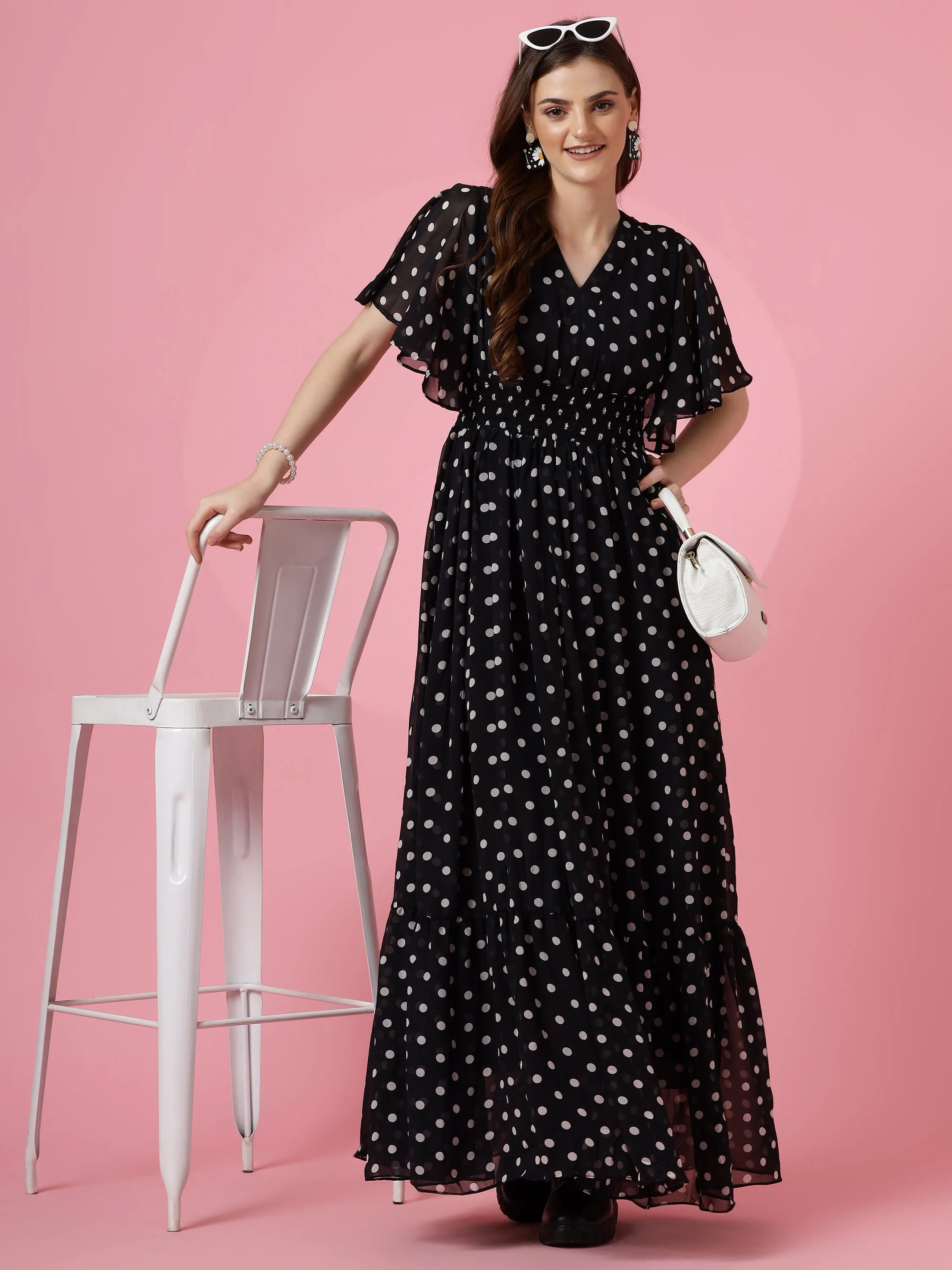 Midnight Polka Maxi Dress