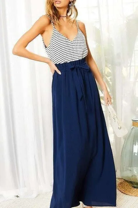 MN Striped Color Block Maxi Dress