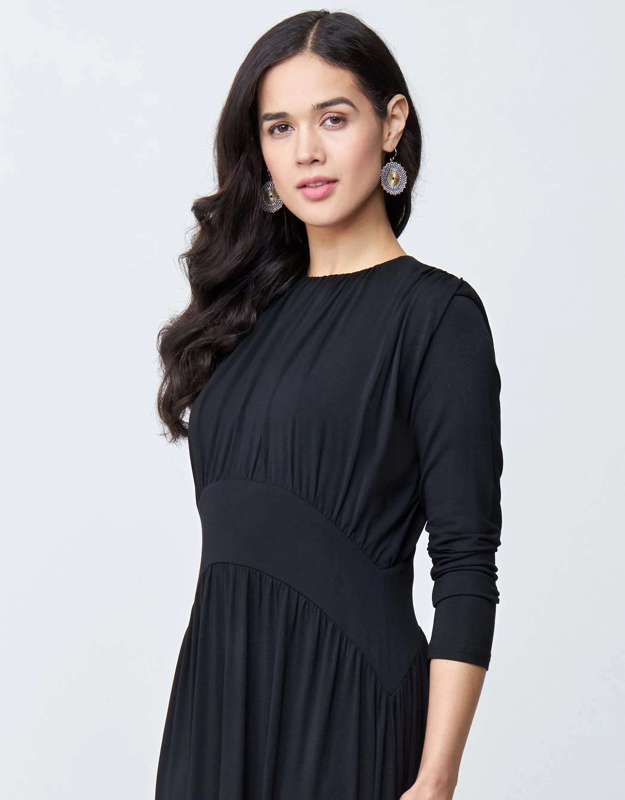 Modal Shirred Maxi Dress Shabbos Robe with Midriff