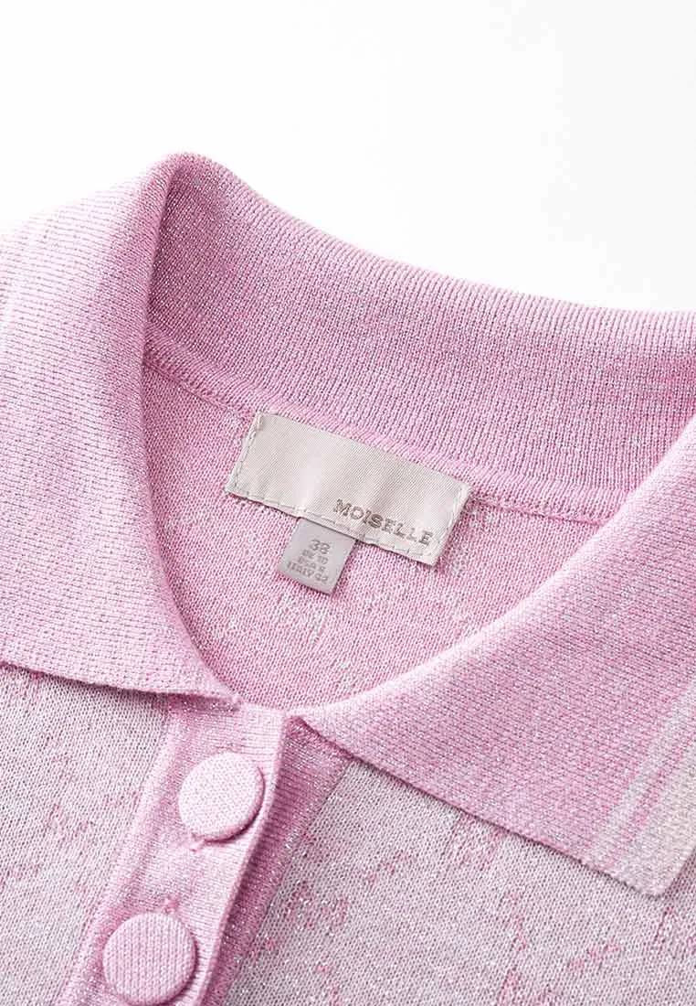 MOISELLE Monogram Knit Polo Top