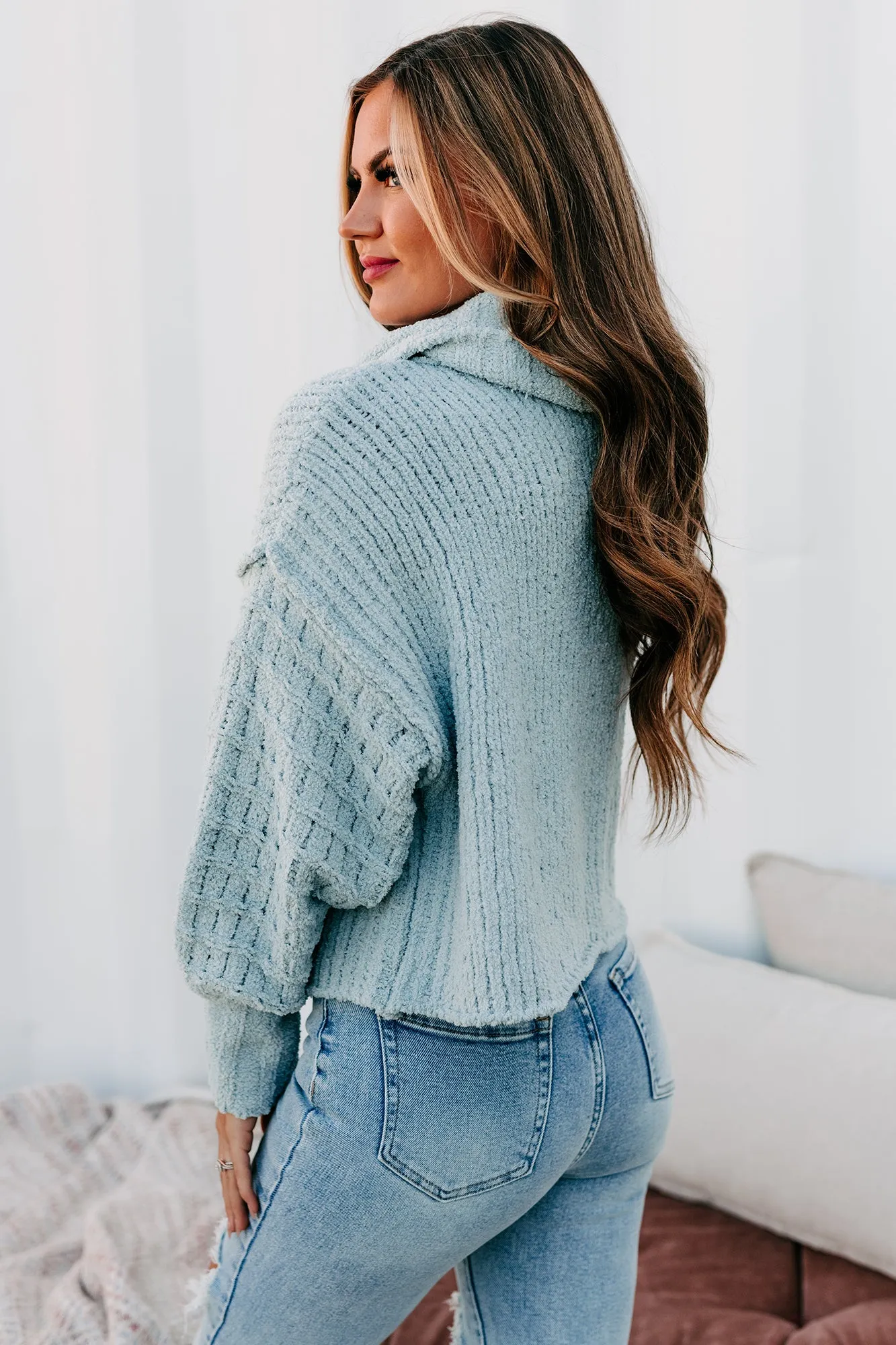 Moray Chenille Cowl Neck Sweater (Sea Foam)