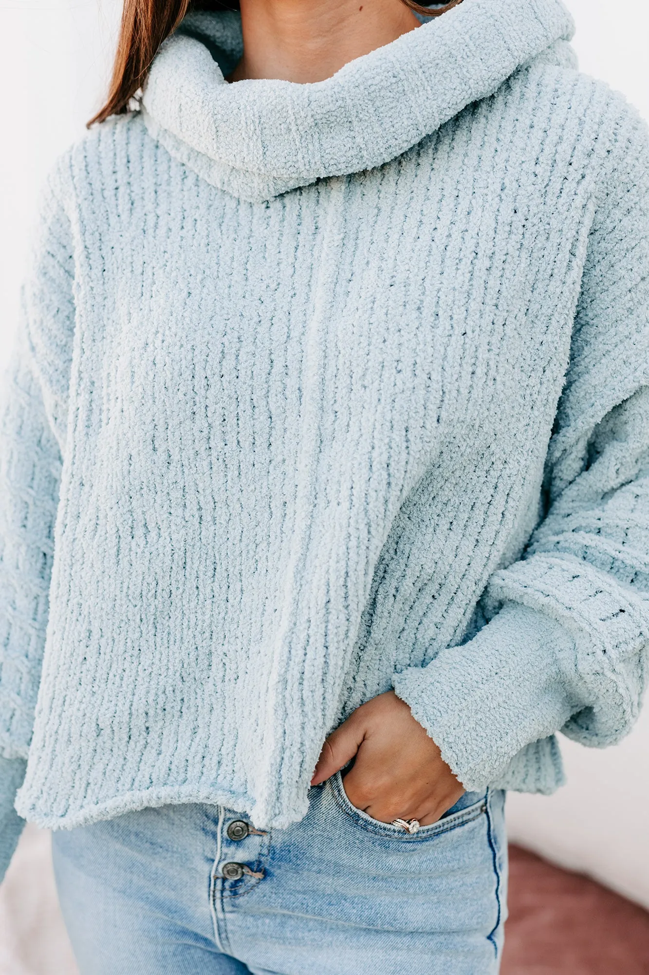 Moray Chenille Cowl Neck Sweater (Sea Foam)