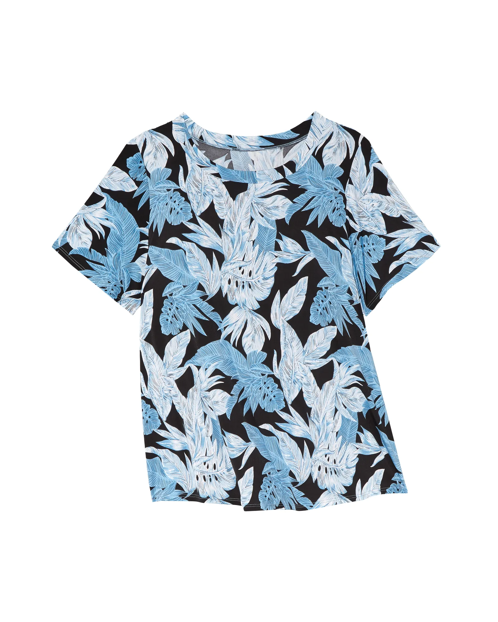 Naomi Short Flare Sleeve Tee | Black / Light Blue