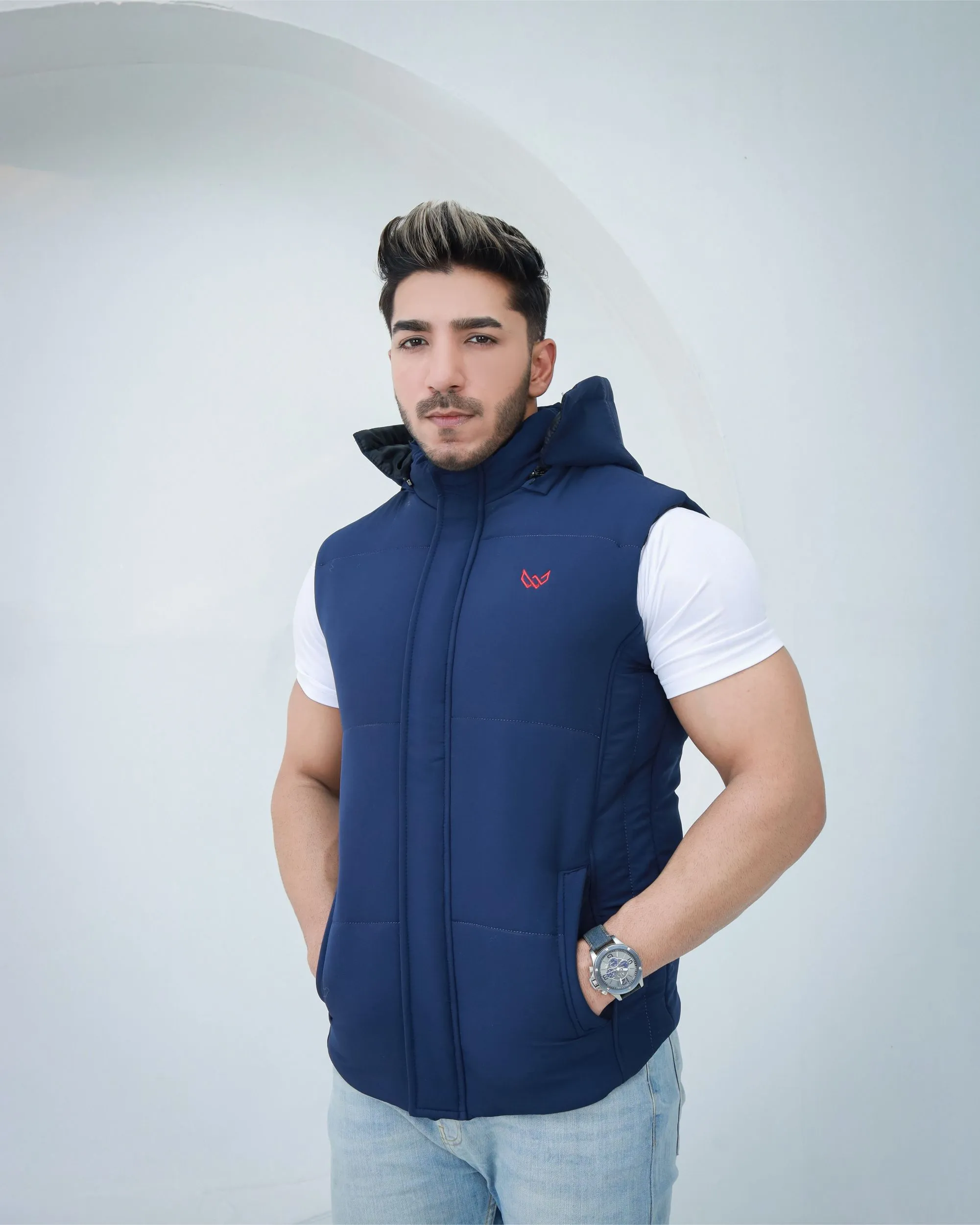 Navy Sleeveless Puffer Jacket