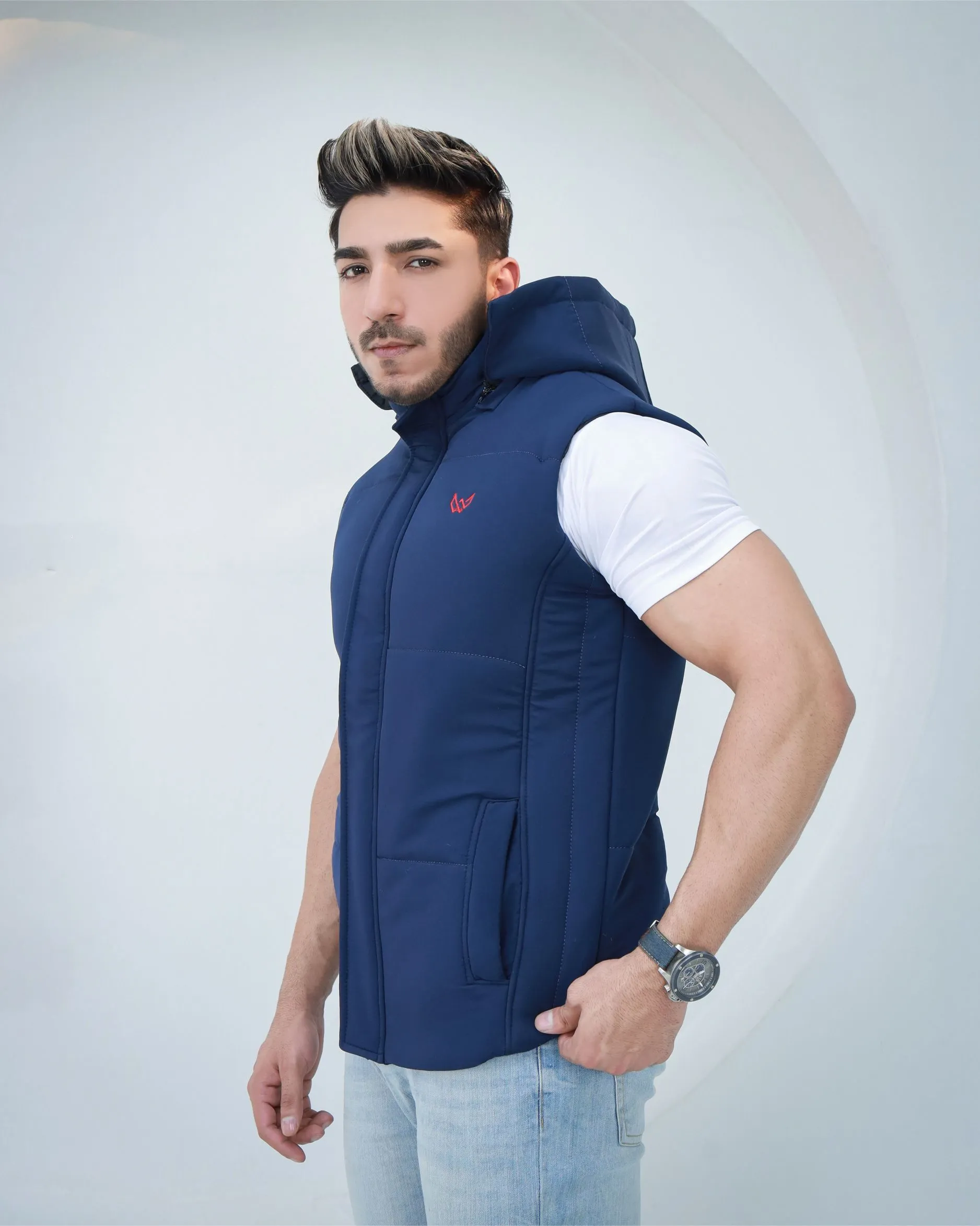 Navy Sleeveless Puffer Jacket