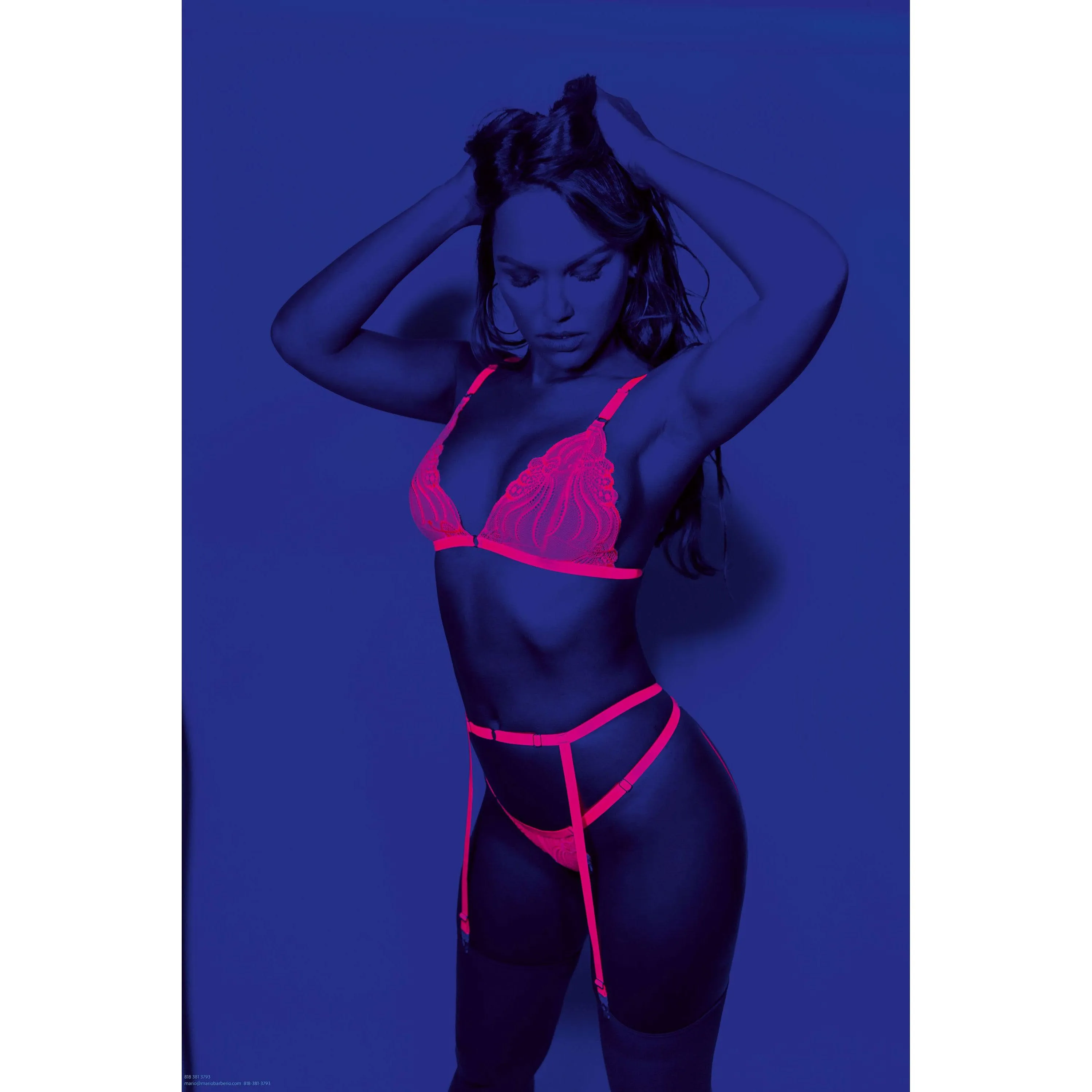Neon 3 Pc Bra Set - One Size - Neon Pink
