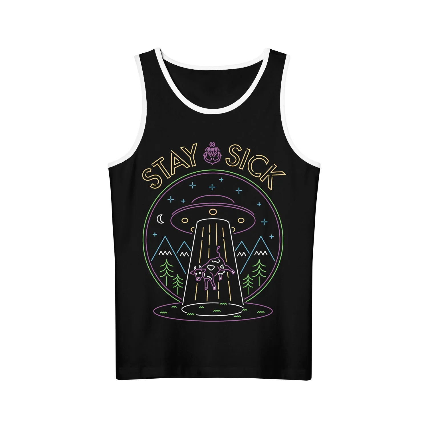 Neon Abduction Black w/ White Trim Tank Top