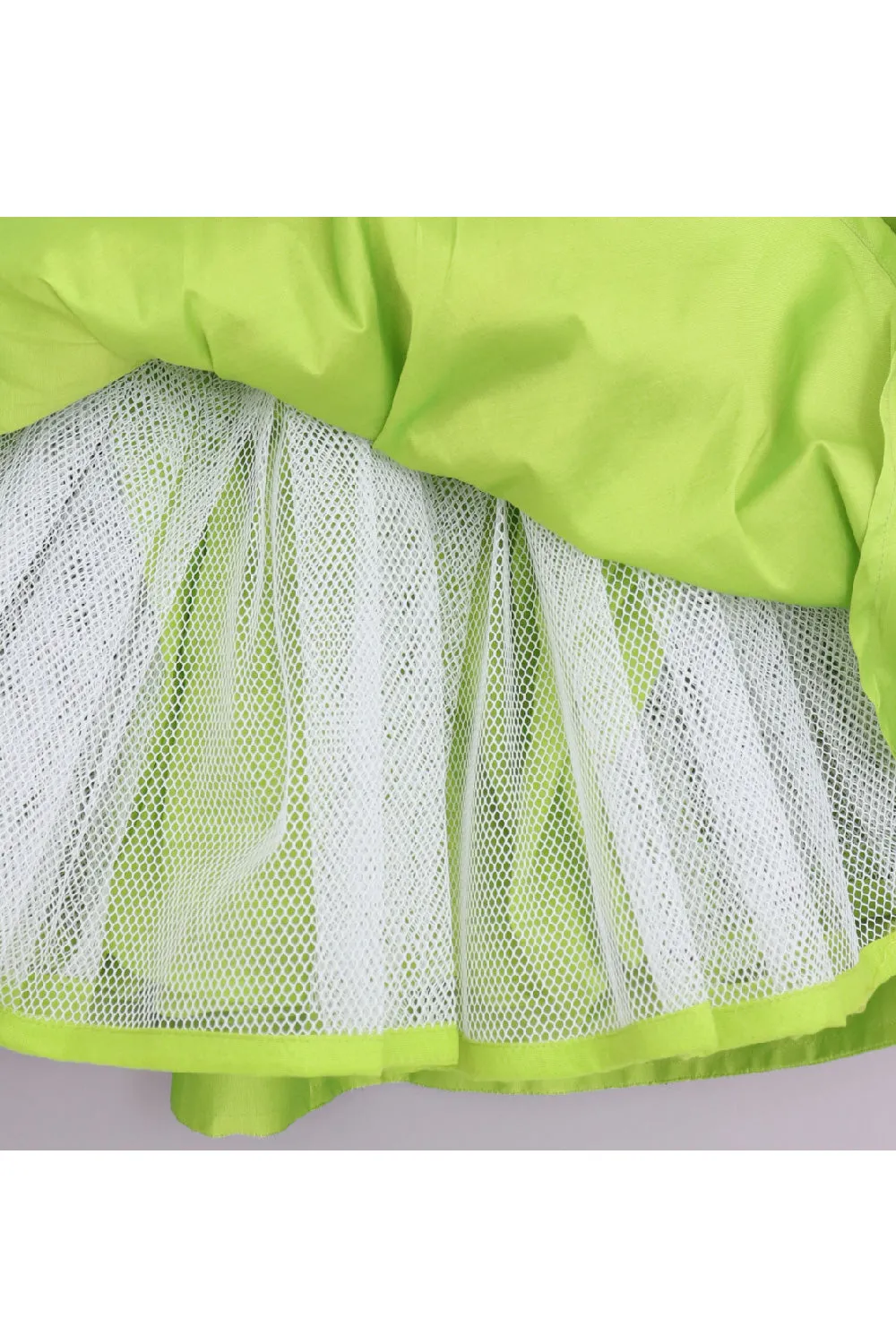 Neon Green Floral Embroidered Ruffle Top With Lehenga Set