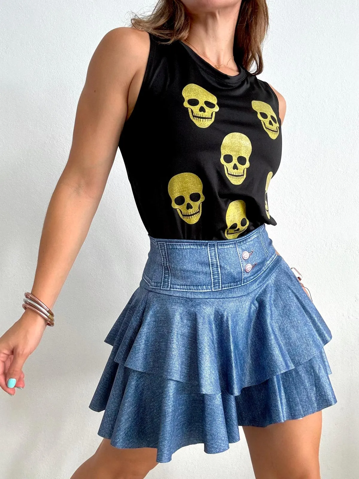 Neon Skulls Long Top