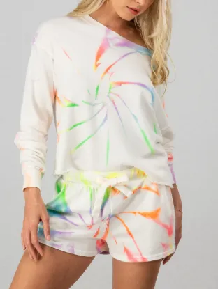 Neon Utopia French Terry Knit Swirl Shorts