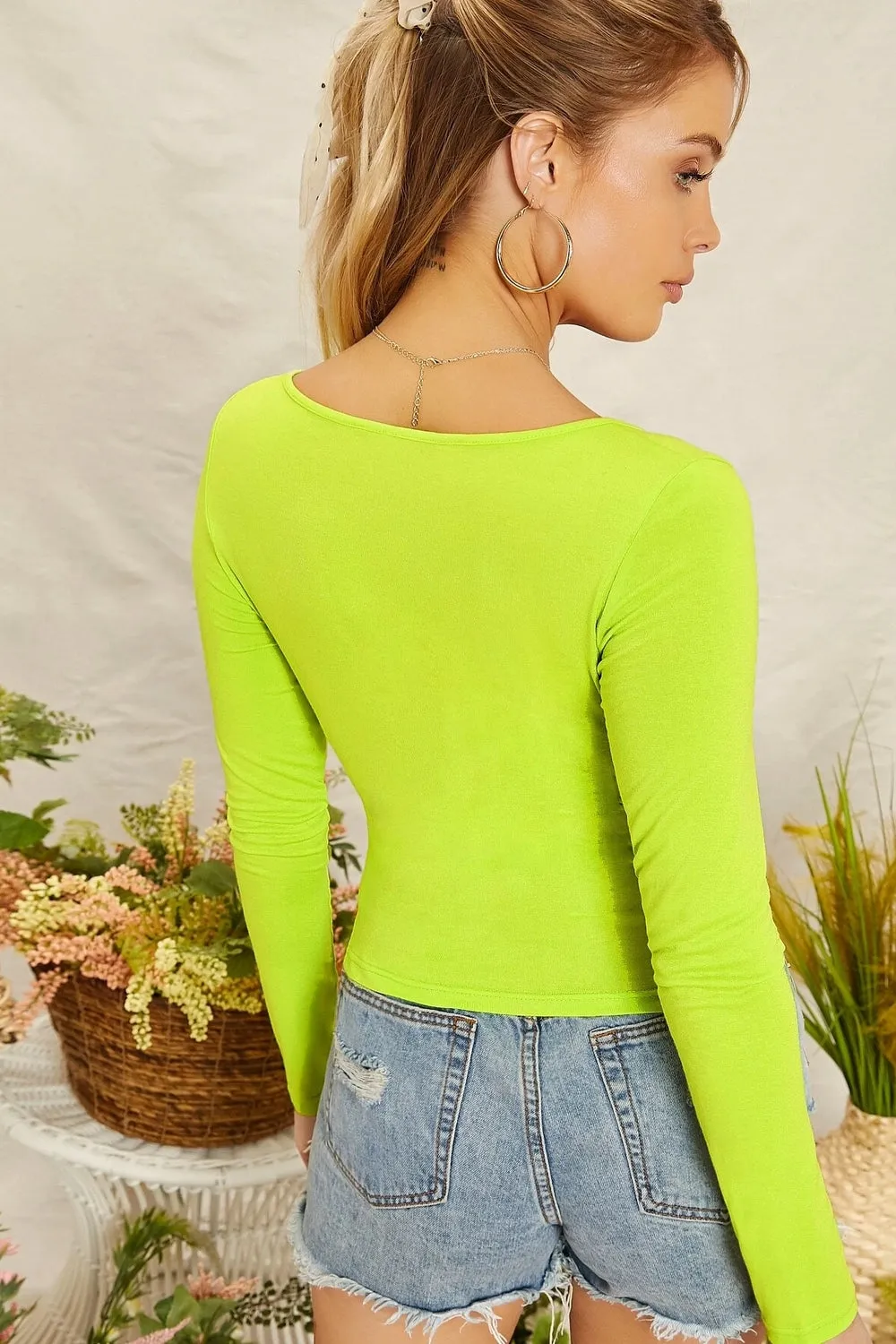 Neon V Neck Solid Tee