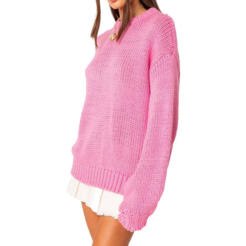 OEM/ODM Women's Pink Knit Sweater | Custom Knit Sweater Manufacturer