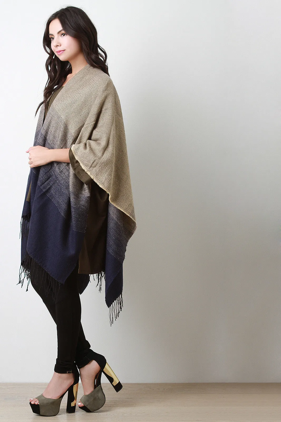 Ombre Woven Fringe Cape