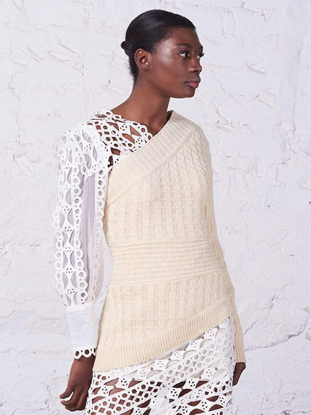 One-Shoulder Cable-Knit Sweater