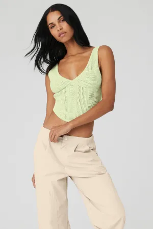 Open-Knit Chase The Sun Corset Tank - Iced Green Tea