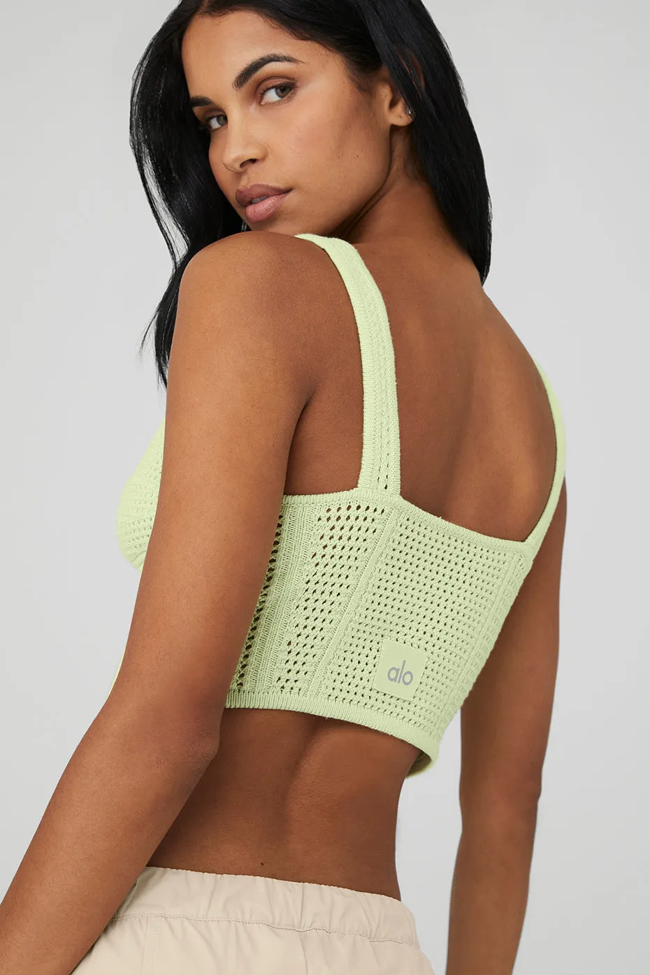 Open-Knit Chase The Sun Corset Tank - Iced Green Tea