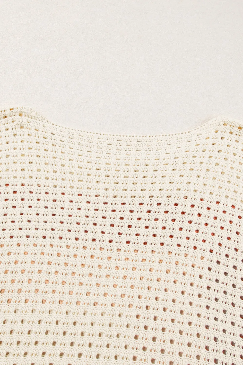 Openwork Color Block Long Sleeve Knit Top