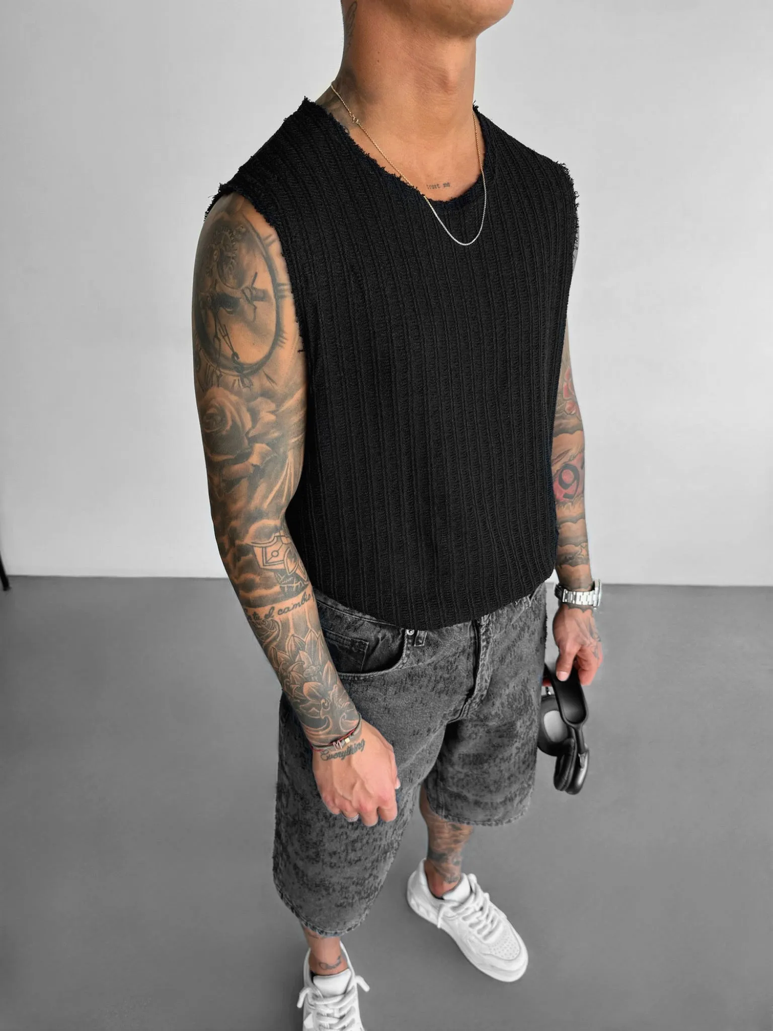 Oversize Structured Tanktop - Black