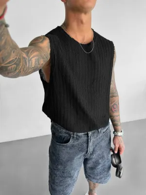 Oversize Structured Tanktop - Black