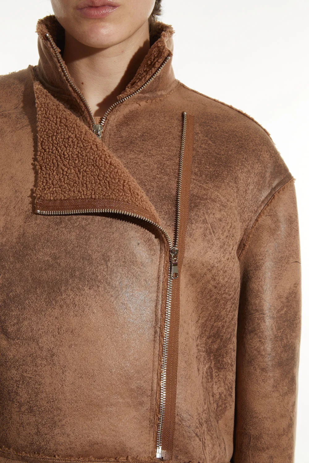 Phoebe Faux Sherpa Jacket, Camel