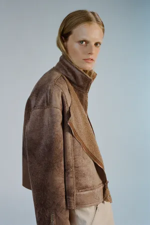 Phoebe Faux Sherpa Jacket, Camel
