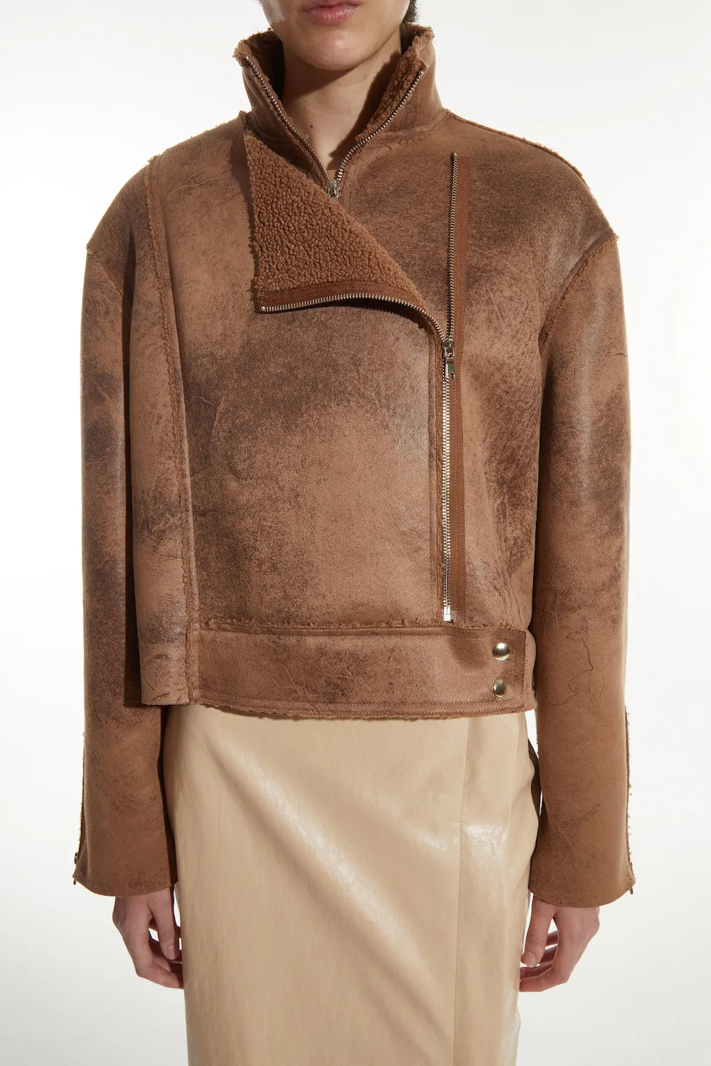 Phoebe Faux Sherpa Jacket, Camel