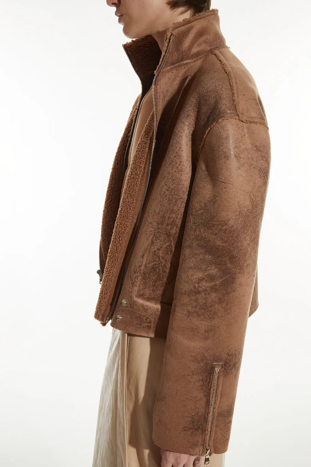 Phoebe Faux Sherpa Jacket, Camel