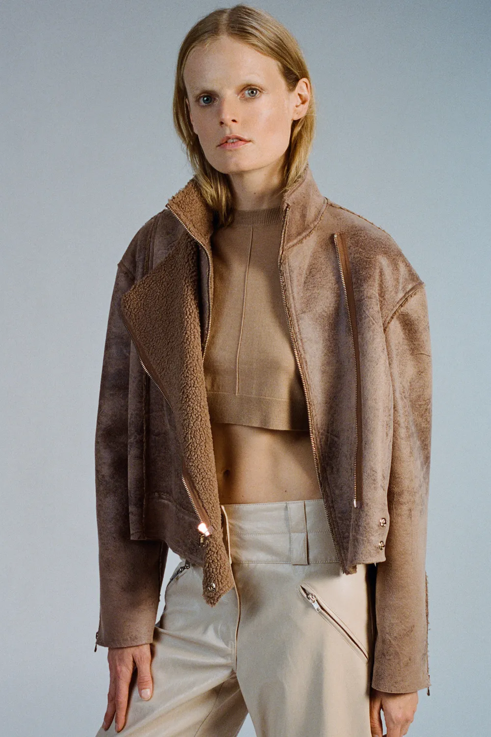 Phoebe Faux Sherpa Jacket, Camel