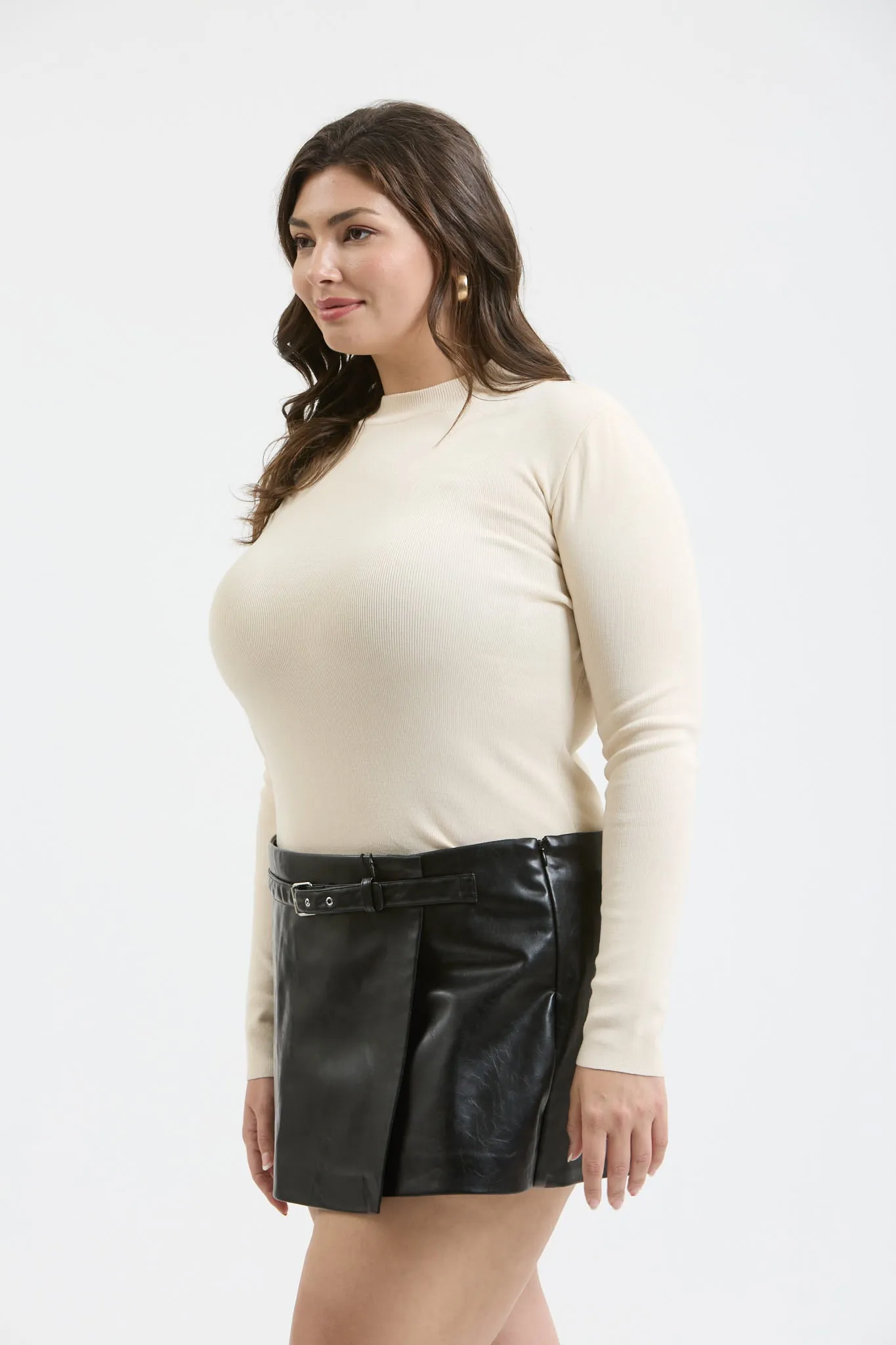 PLUS MOCK NECK LONG SLEEVE SWEATER KNIT TOP