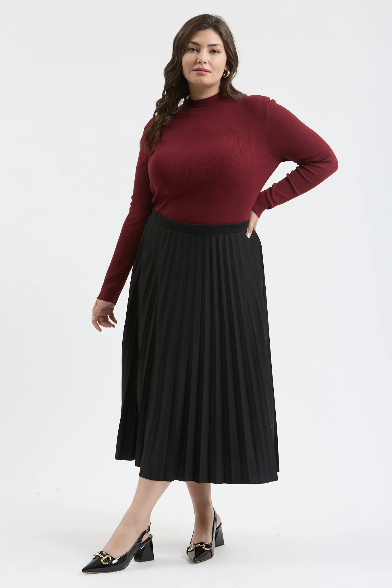 PLUS MOCK NECK LONG SLEEVE SWEATER KNIT TOP