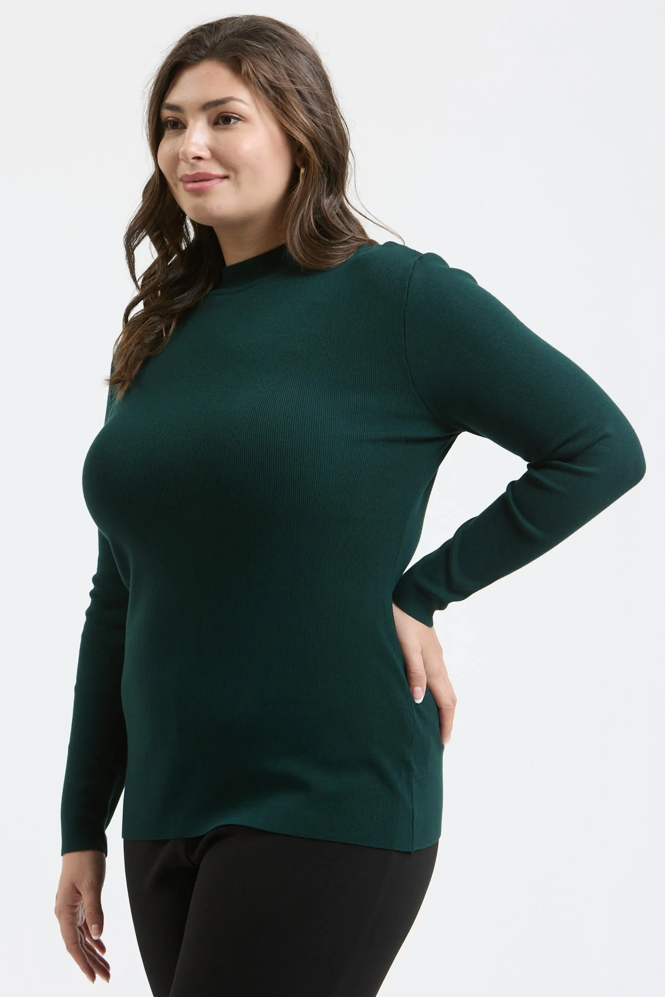 PLUS MOCK NECK LONG SLEEVE SWEATER KNIT TOP